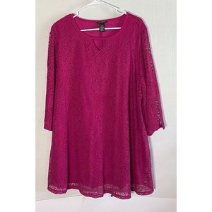 Catherines magenta lace tunic, 1X